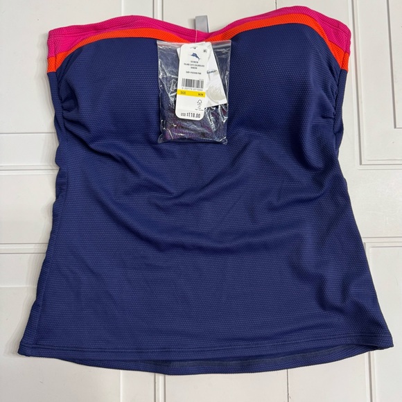 Tommy Bahama NWT Island Cays Colorblock Blue Pink Bandini Top Size Medium - Picture 1 of 7